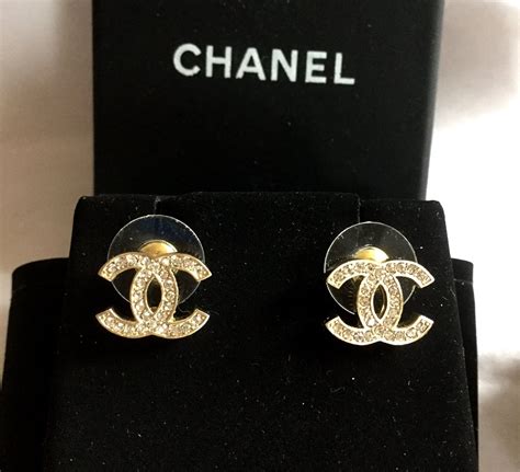 chanel double c earrings studs|authentic Chanel logo stud earrings.